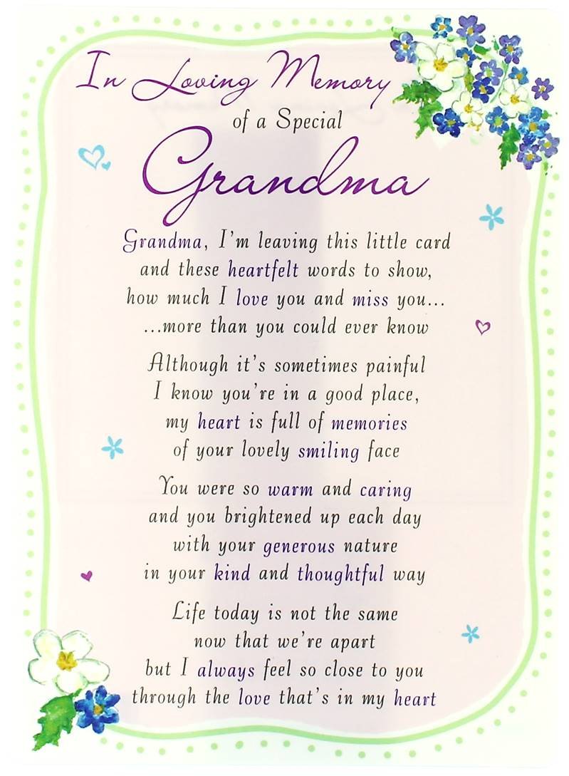 Special Thoughts Loving Memory Open Graveside Memorial Card - Special Grandma 6.5" x 4.75",Green