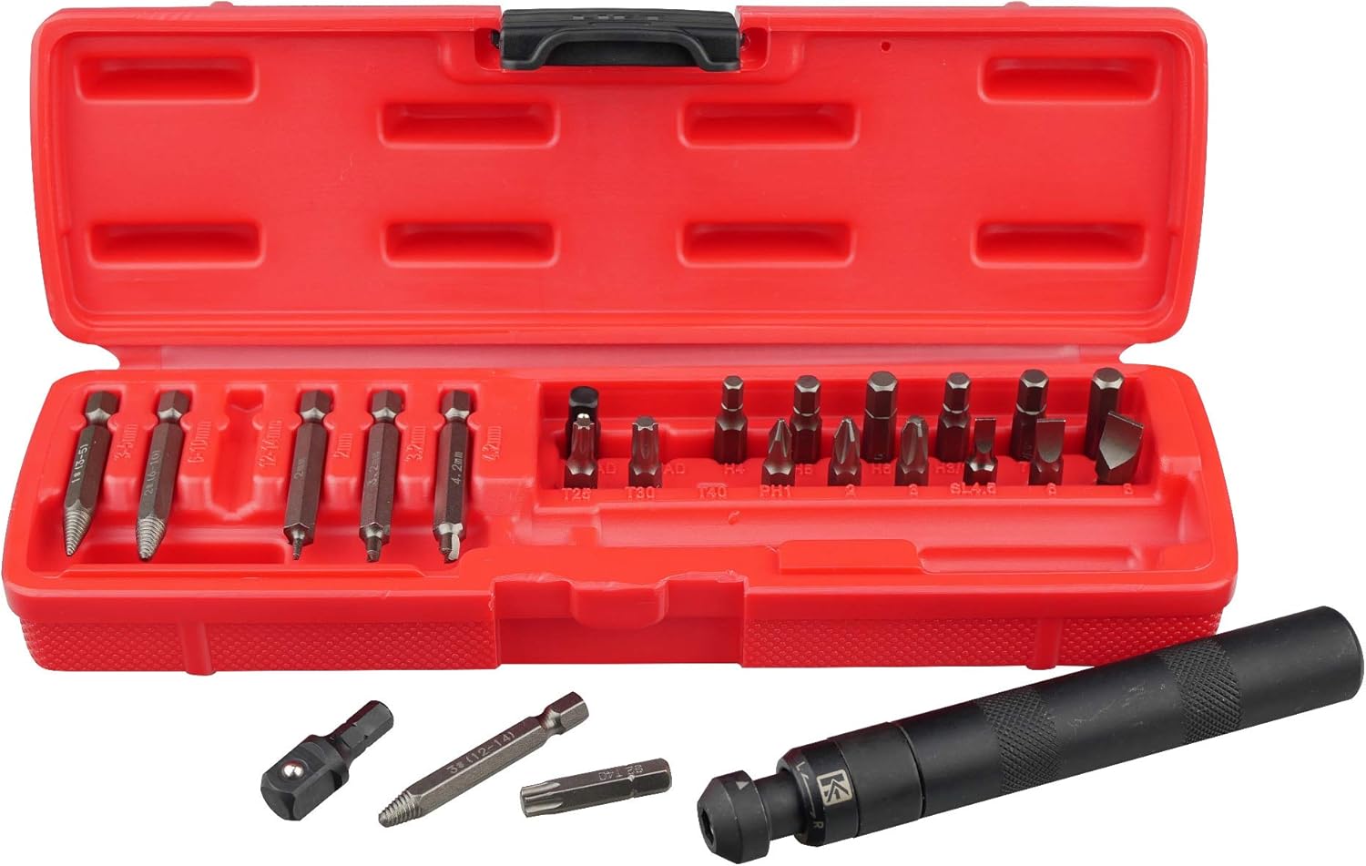 KAIFNT K503 Manual Impact Driver/Extractor Set, 1/4Inch, 24Piece