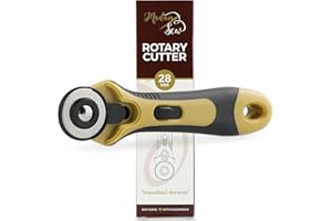 Madam Sew 28mm Rotary Cutter for Fabric | Precision Cloth Cutting Tool with Tungsten Steel Blade and Safety Guard | Fabric Cutter Rotary Tool For Sewing, Arts & Crafts with Comfortable Handle