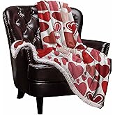 Sherpa Fleece Blanket,Red Heart-Shaped Romantic Love Valentine's Day Bed Blanket Soft Cozy Luxury Blanket 40"x50",Fuzzy Thick Reversible Super Warm Fluffy Plush Microfiber Throw Blanket for Couch