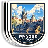 (3 Pcs 3X3) Prague Czech Republic Stickers - Prague Travel Sticker - Czech Republic Travel Gift - Prague Souvenir - Decals for Luggage - Suitcase - Scrapbook - Laptop - Water Bottle