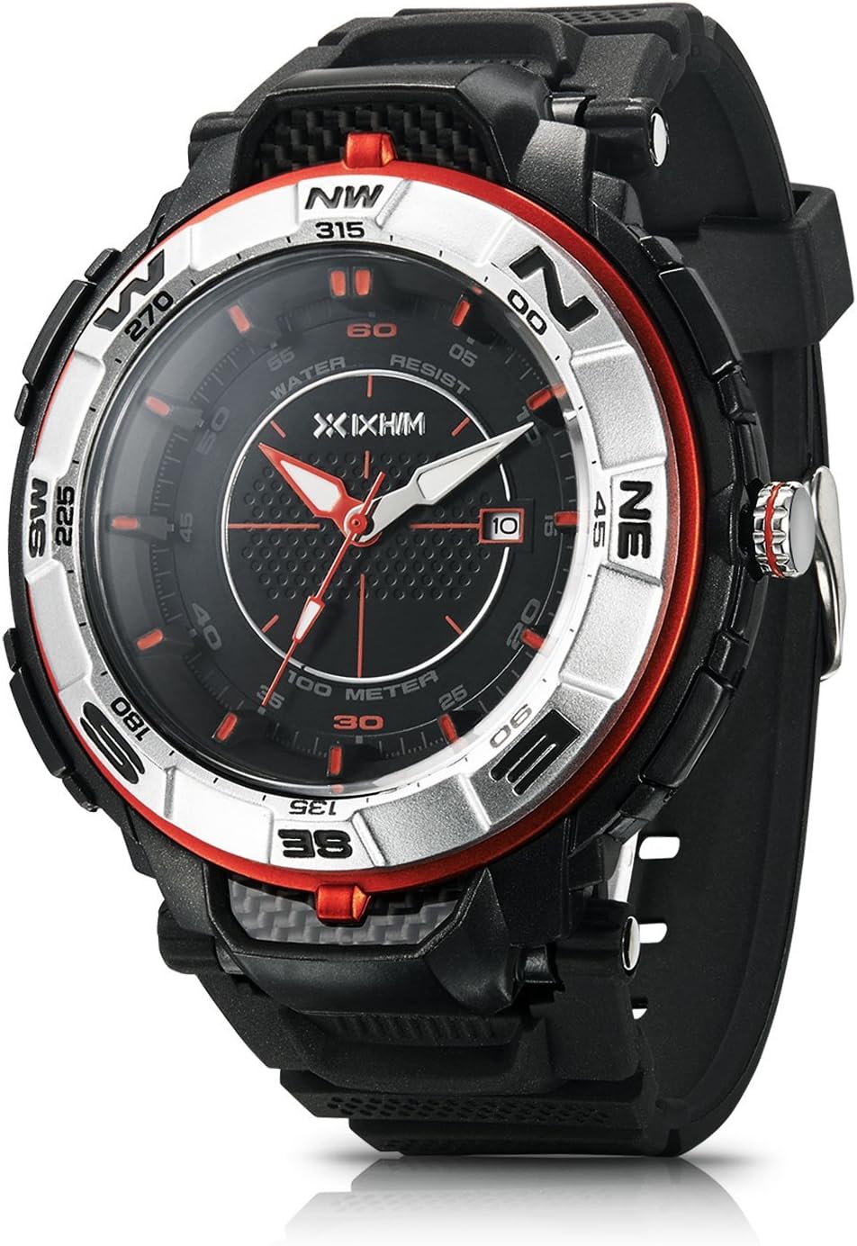 IXHIMMen’s Sport Watch Quartz #A2800 Analog Time Display Casual Outdoor Watch - 100m 330 ft Water Resistant - Black PU Band