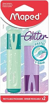 Maped Pastel Glitter Highlighter Pens Pack of 2 Assorted Colours view 2