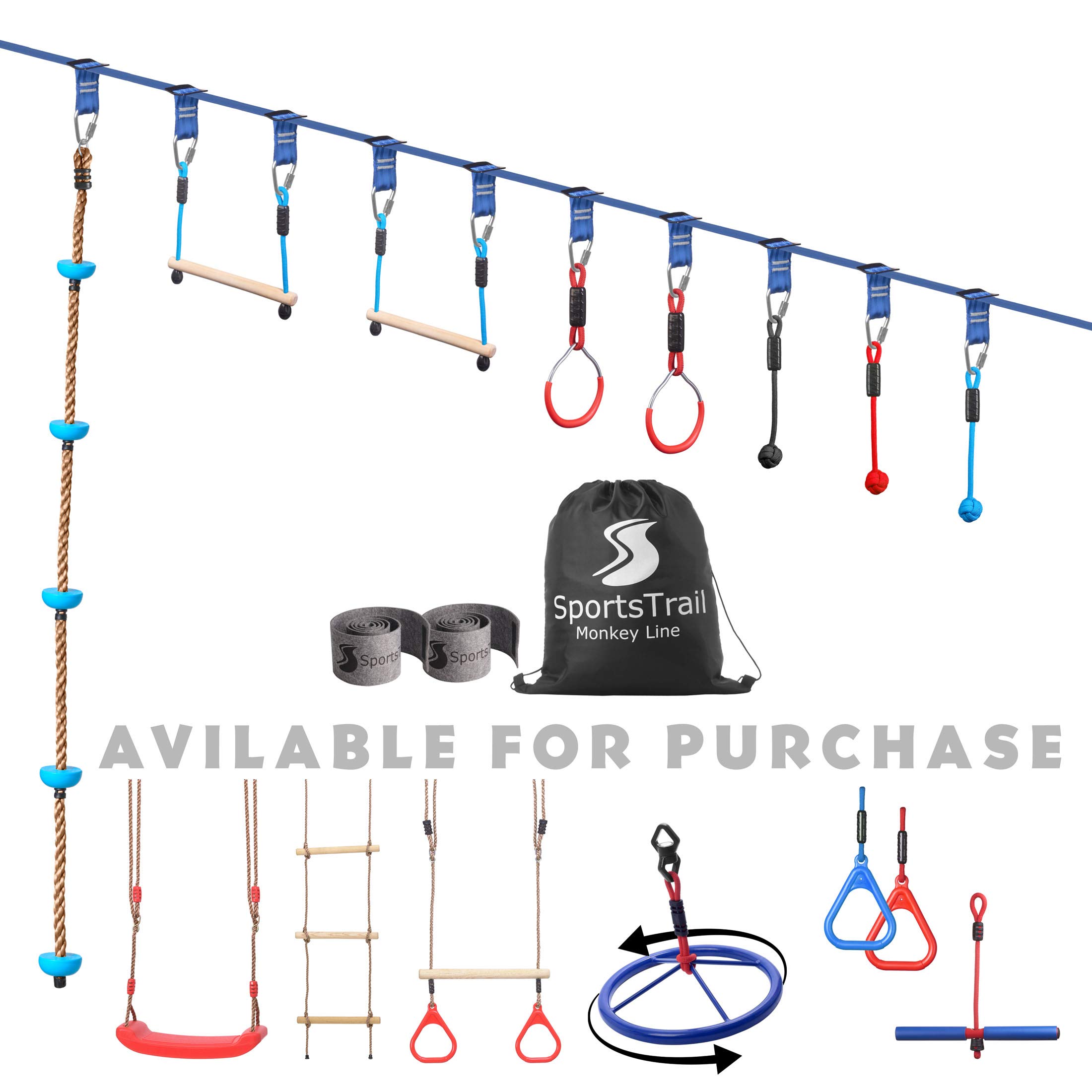 Buy Ninja Warrior Obstacle Course for Kids 50' Slackline Kit, Jungle