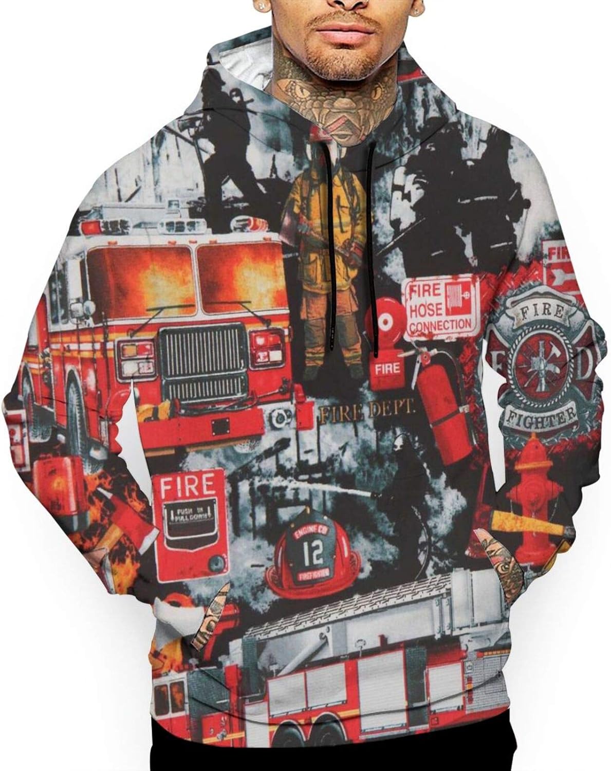 Mens Hoodies Graphic Firefighters Firemen Fireman Hooded Sweatshirt