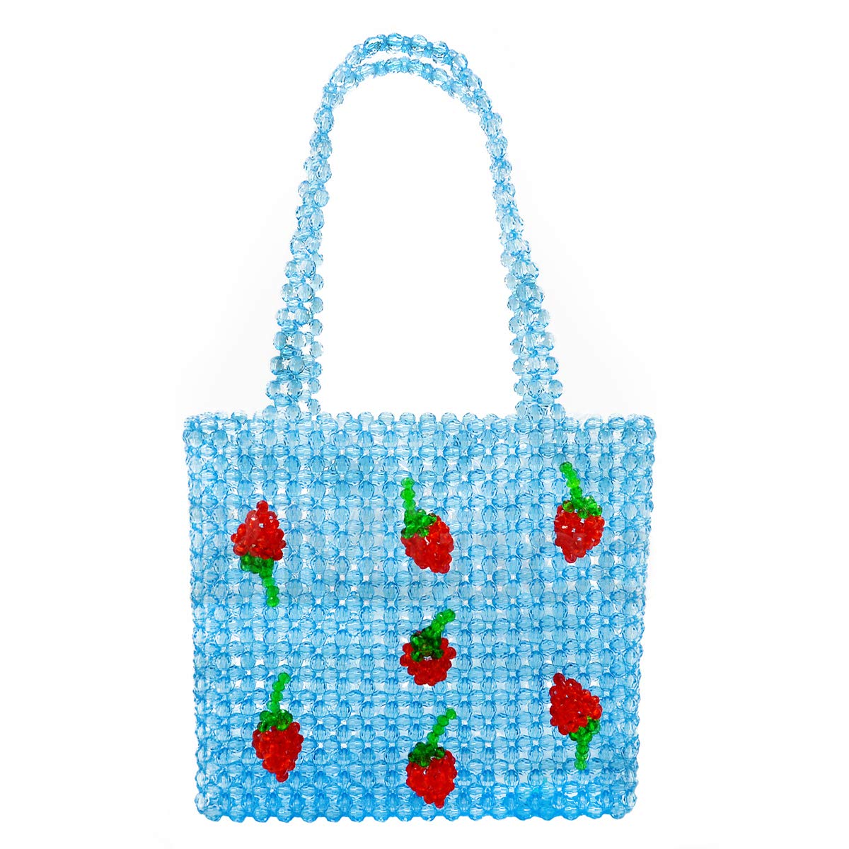 Miuco Women Handbag Acrylic Beaded Strawberry Banquet Bag (Blue)