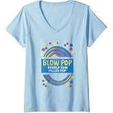 Womens Charms Blow Pop Retro Wrapper Logo Sucker Candy V-Neck T-Shirt