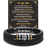 INFUPNET Braided Leather Bracelet Gifts For Son/Husband/Men,To My Son/Husband/Men Bracelet With Stainless Steel Adjustable Clasp,Engraved Love You Forever Men's Jewelry For Christmas Birthday Gifts