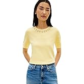 Tommy Hilfiger Womens Short Sleeve Cotton Crew Neck T-Shirt with Collar Embellishment