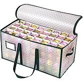 BIEBOS Portable Waterproof Christmas Ornament Storage Box, Large Capacity 128 Slots for 3-Inch Ornaments, Double-Sided Trays with Durable Zippers