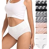 HAVVIS Women's Briefs Underwear Cotton High Waist Tummy Control Panties Rose Jacquard Ladies Panty Multipack