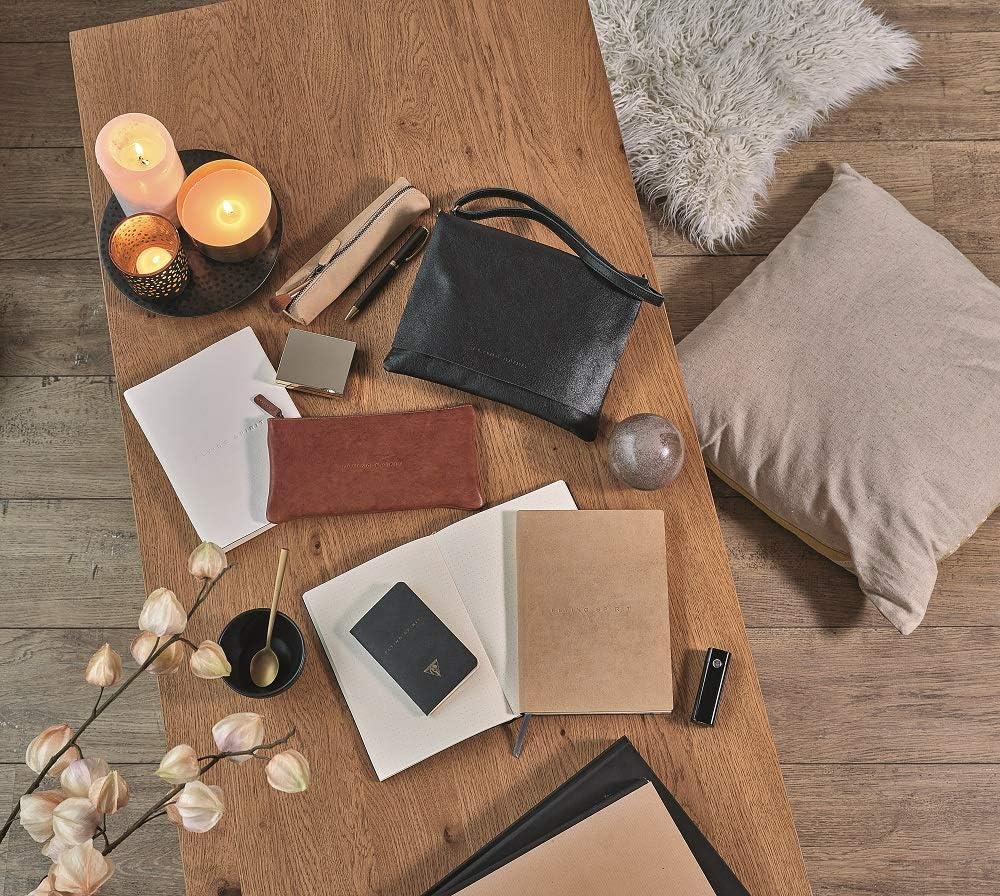 Clairefontaine 106512C - A Flying Spirit triangular pencil case 18x4x4 cm, in glazed lambskin, Cognac, Brown, 18 x 4 x 4 cm - Image 4