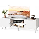 Mexin TV Stand for 55 60 Inch TV, Entertainment Center with Storage, TV Console Bench with 2 Doors 4 Cord Holes for Living Ro