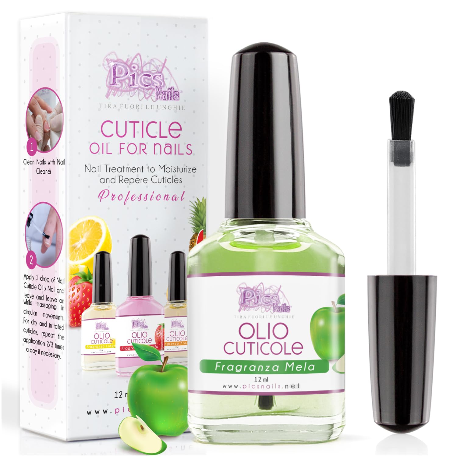 Cuticle Oil for Nails Professional Nail Treatment 12 ml - 0,4 Fl. oz - Apple Fragrance - Moisturizing and Regenerating Oil for Cuticles, Gives Relief and Freshness to Dry and Irritated Skin — image 1