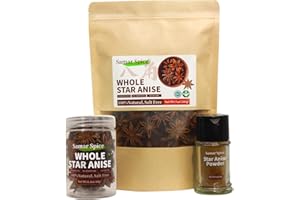SAMAR SPICE Star Anise Whole & Powder Combo Pack | 7oz+1.4oz+1oz | Fresh Dried for Pho, Baking, Tea & Asian Cuisine | Resealable Chef-Grade Spice Kit with Intense Aroma (200g+40g+28g)