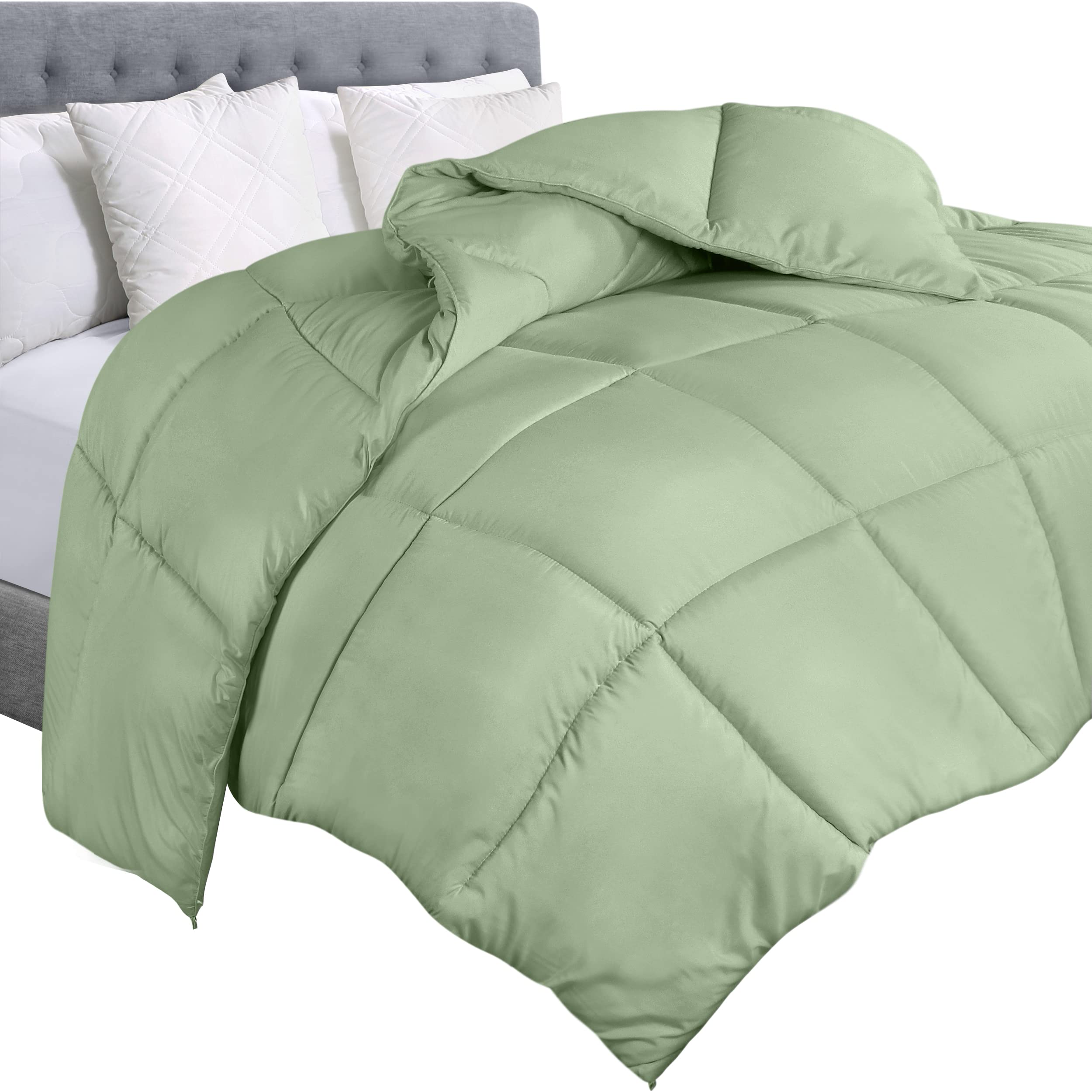 Photo 1 of Utopia Bedding Comforter Duvet Insert, Quilted Comforter with Corner Tabs, Box Stitched Down Alternative Comforters Queen Size (Sage Green)