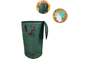 XSXYLERSEN Garden Bags for Leaves, Leaf Bags Reusable Zippered Top with Yard Leaf Collector Bag Heavy Duty with 4 Handles Garden Leaf Bag Leaf Collector Come with Gloves (132Gallon)
