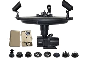 HALF OFF PONDS Floating Fountain – 3/4 HP Pond Aerator, 200' Cord – 8,000 GPH Water Pump – 11 Spray Patterns - Color-Changing LED Lights & Control Box – for Ponds, Lakes & Water Gardens