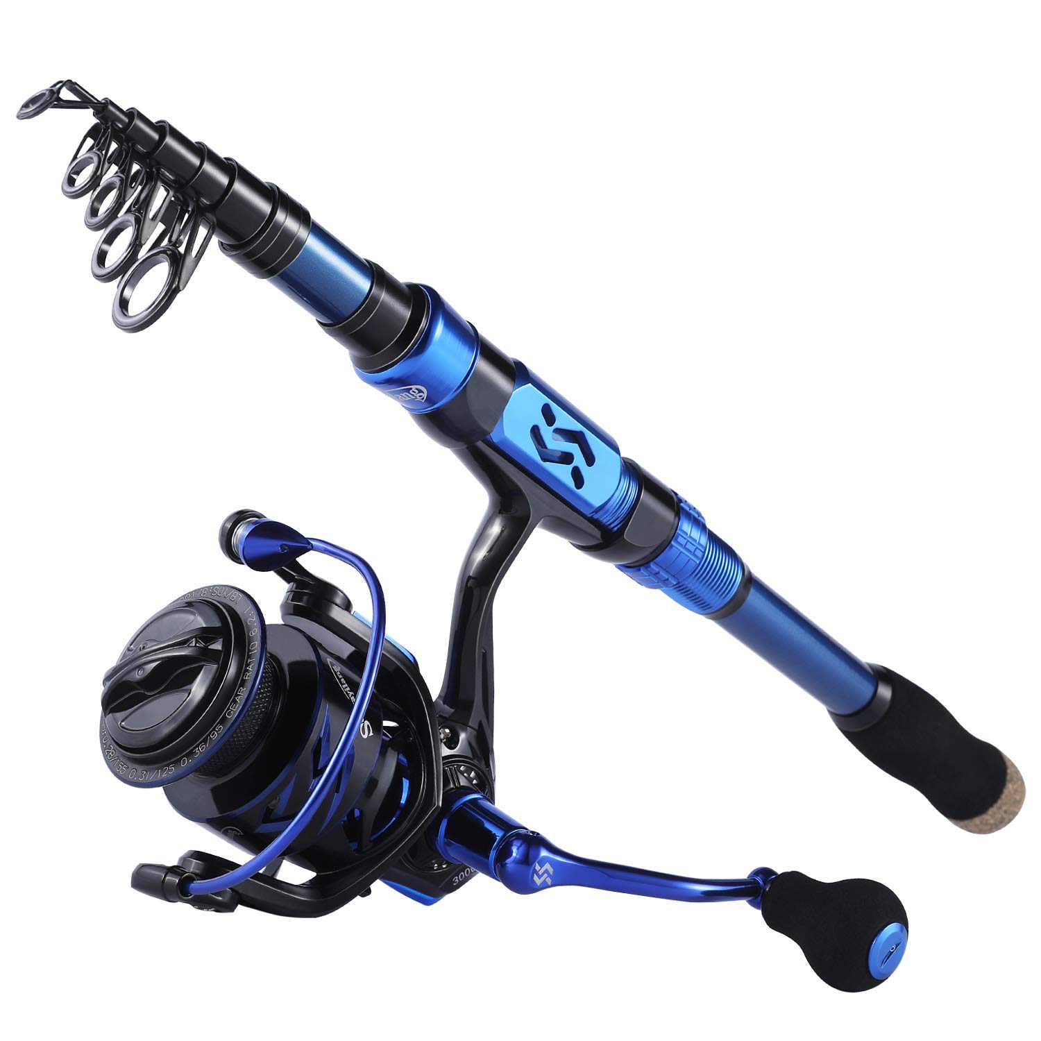 Sougayilang Fishing Rod Reel Combos, 24Ton Carbon Fibre, Portable Telescopic Fishing Pole for Travel with Spinning Reels for Saltwater Freshwater 2.4B