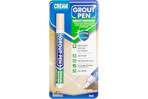 RAINBOW CHALK MARKERS LIMITED Grout Pen Cream Tile Paint Marker: Waterproof Grout Paint Pen, Tile Grout Colorant and Sealer Pen for Bathroom, Shower, Kitchen, More - Cream, Narrow 5mm Tip (7mL)