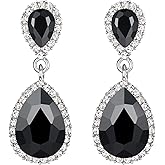 EVER FAITH Women's Austrian Crystal Wedding Tear Drop Dangle Earrings