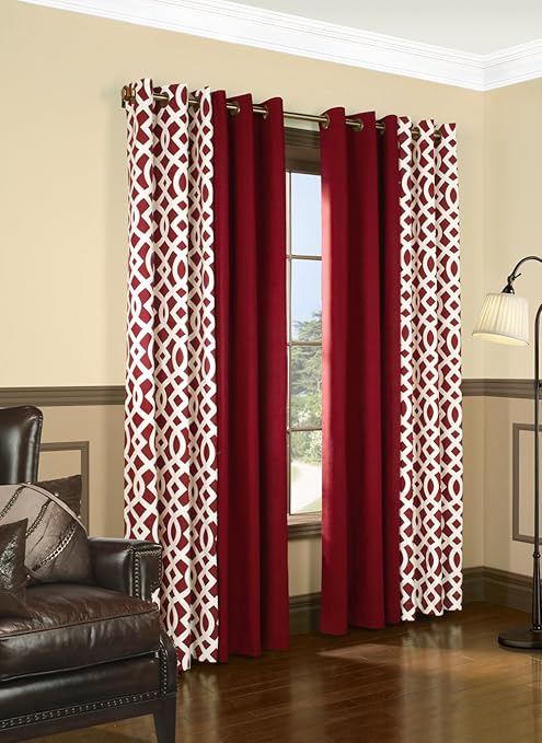 Amazon Com Thermalogic Trellis Red 80 X 63 Grommet Top Curtains