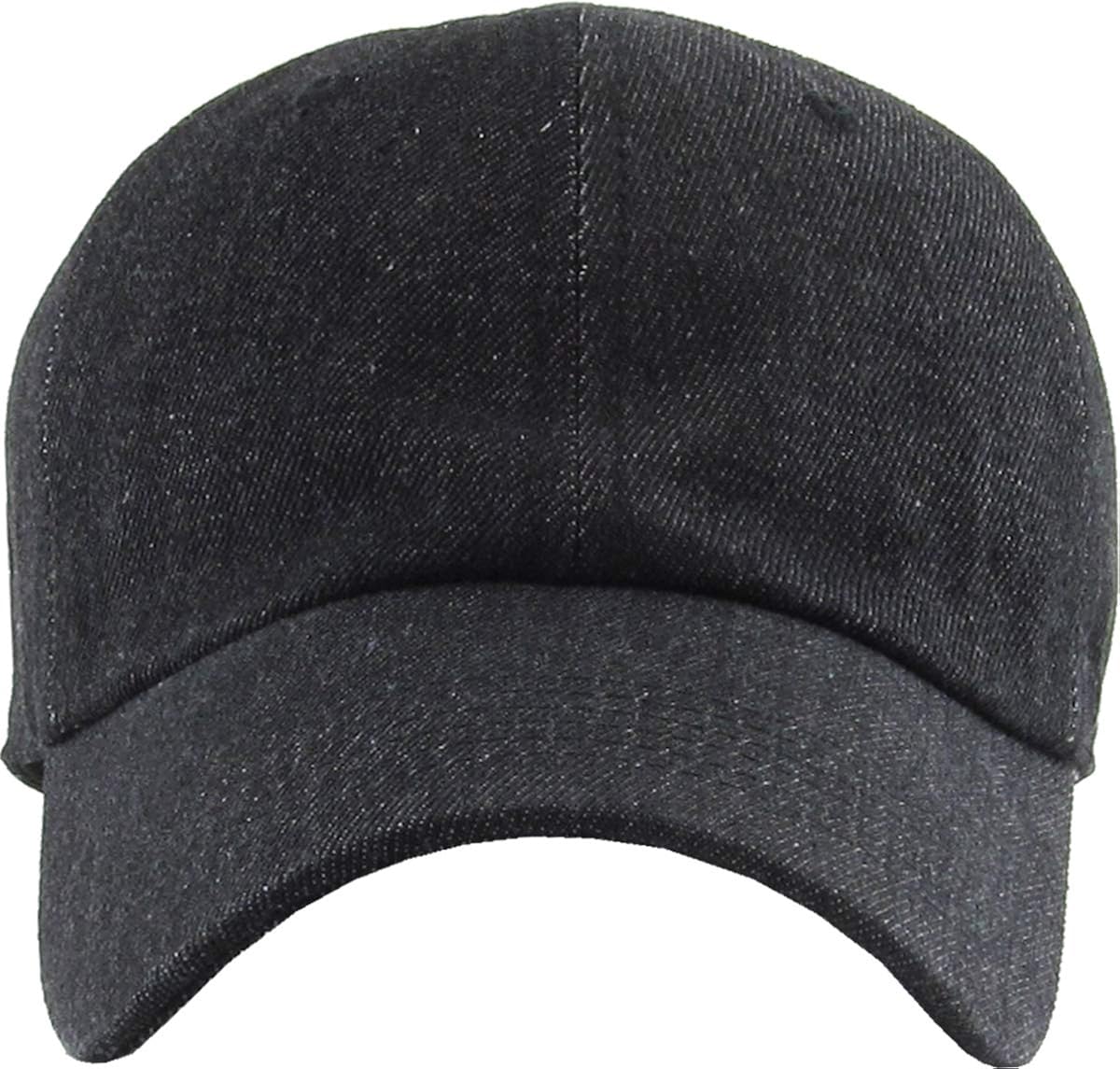 KB-Low BLK Classic Cotton Dad Hat Adjustable Plain Cap. Polo Style Low Profile (Unstructured) (Classic) Black Adjustable: Clothing