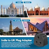 SHUOMAO 2-Pack Indian to UK Plug Adapters 5A Fuse Type D to UK Black view 2