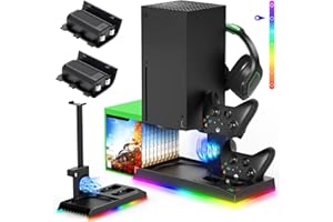 Upgrade Charging Stand with Cooling Fan Accessories for Xbox Series X Console, Controller Charger Dock Station& Cooler Fan Sy