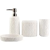 Hymmah Bathroom Accessories Set,Toothbrush Holder,Farmhouse Decor,4 Pcs Resin Gift Apartment Necessities, Contain Toothbrush Cup,Soap Dispenser & Dish,Tumbler