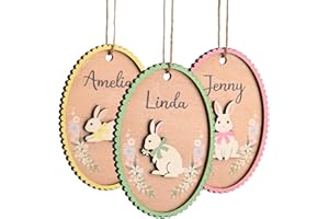 Personalized Easter Basket Name Tags, 3D Custom Bunny Wooden Hanging Ornaments, Rabbit Gift Tag, Bunny Decorations, Easter Gi