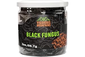 VIGOROUS MOUNTAINS Dried Woodear Mushrooms for Cooking, Chewy Texture Dry Black Fungus for Soup Stir-fries Salads , 木耳 2 oz, 56.7 g