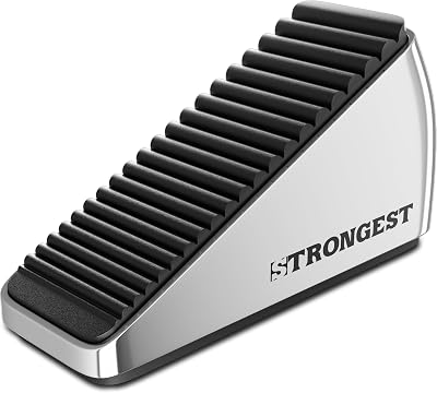 STRONGEST HOME XL Heavy Duty Door Stopper Chrome 5-Inch Door Wedge