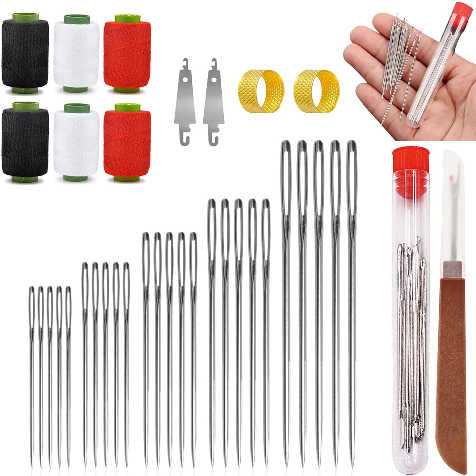 Photo 1 of 37PCS Sewing Tool Set, Needles Thread Hand Repair Tools, Portable DIY Hand Made Craft Set, Sewing Working Kit for Beginners, Professional DIY Lovers (1SET)