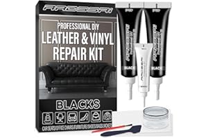 ARCSSAI Black Leather Repair Kit for Furniture, Car Interior, Car Seats, Sofa, Jacket and Purse, Vinyl Repair Kit for Tears & Burn Holes, with Color Matching Guide & Super Easy Instructions