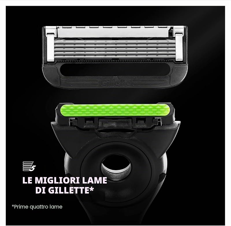 Labs Razor Blade - Ricariche compatibili con GilletteLabs con asta esfoliante e rasoio riscaldato, 4 ricariche