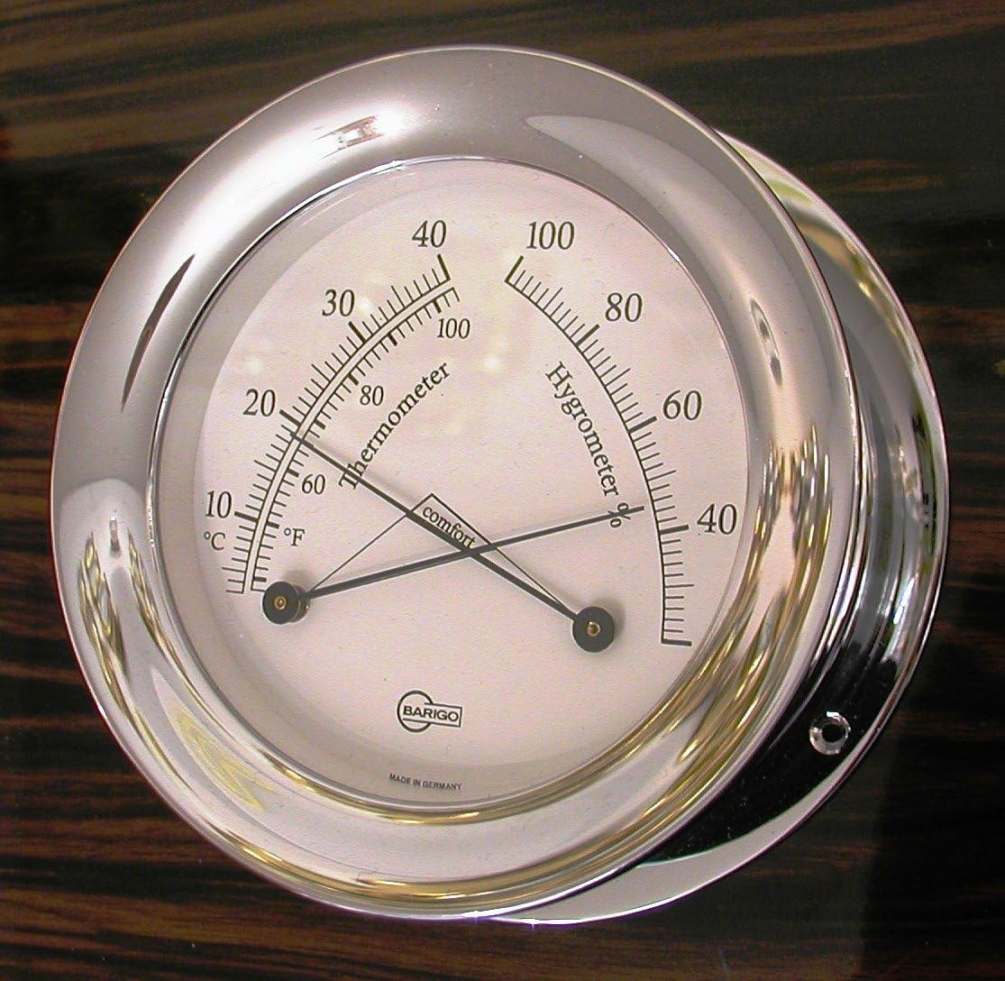 Barigo 1139Cr ThermoHygrometer with White Dial and Chromed
