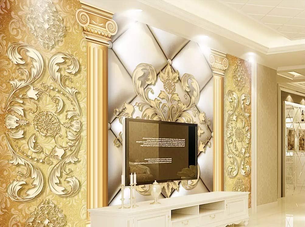 3D Wallpaper - Luxury Soft Bag Roman Column European Embossed Pattern - Removable Wall Mural | Self-Adhesive Large Wallpaper,200X140CM