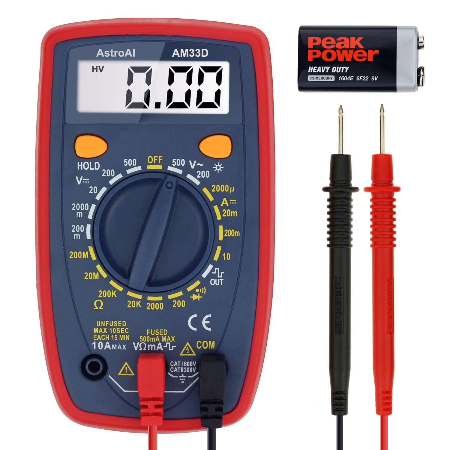 AstroAI Digital Multimeter mit Ohm Volt Ampere Spannung Tester Messung