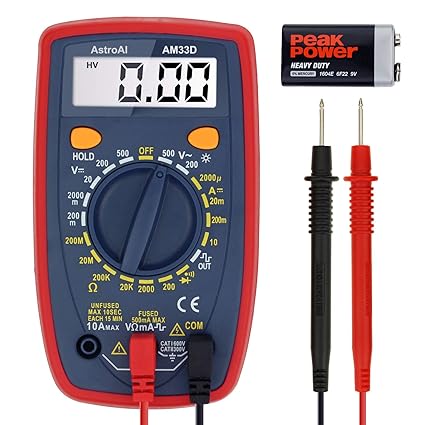 AstroAI Digital Multimeter mit Ohm Volt Ampere Spannung Tester Messung von AC/DC Spannung, DC Strom, Widerstand, Diode, Konti