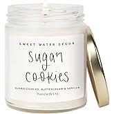Sweet Water Decor Sugar Cookies Scented Candle - Sugar Cookies, Vanilla, and Buttercream Scented Christmas Candles and Decor for Home - 9oz. Clear Jar Soy Candle, Made in The USA