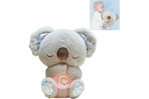 GGDOYCJ Soothing Koala Bear, Baby Sound Machine Breathing Otter Sleep Buddy, Relief Koala, Anxiety Relief Koala, Breathing Koala with Sensory Details Music Lights & Rhythmic Breathing Motion (Grey)