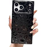 Jmltech for iPhone 17 Pro Max Case Cheetah Print Leopard Women Rectangle Edge Shockproof Protective Drop Protection Phone Cases for iPhone 17 Pro Max Black