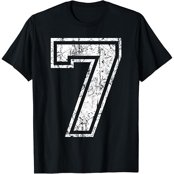 Amazon.com: Number 7 T-Shirt Vintage Seven Tee Sports Design