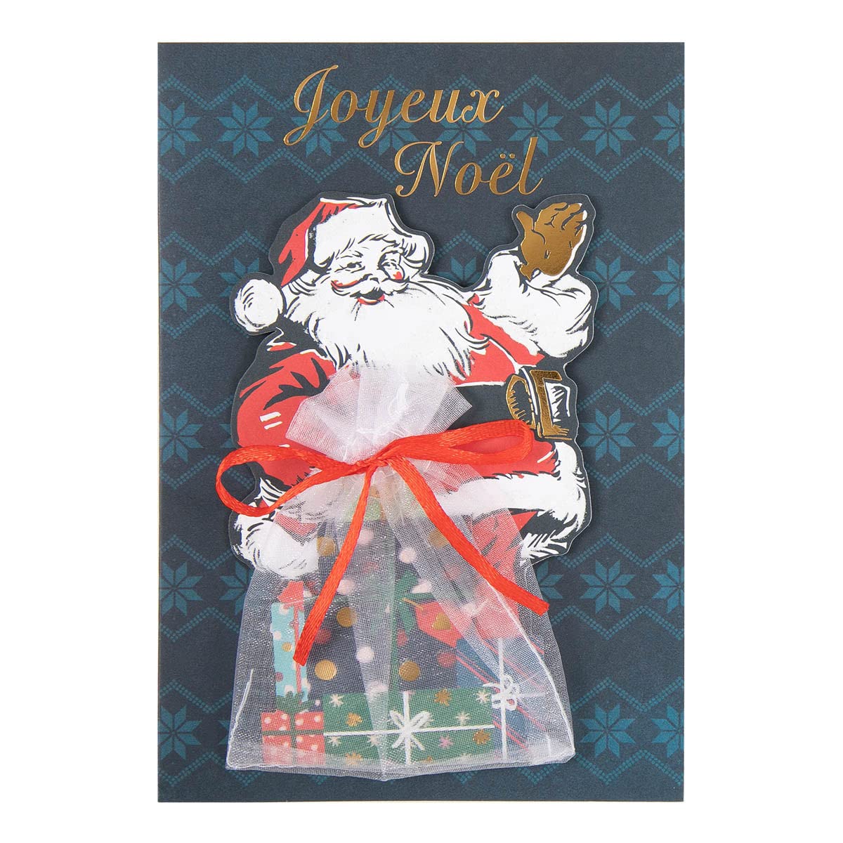 DRAEGER Paris | Merry Christmas Greeting Card | Father Christmas Gifts | New Year's Eve | Hot Gold Finish and Glitter | 12 x 17 cm | Made in England | Envelope Included | FSC® Paper