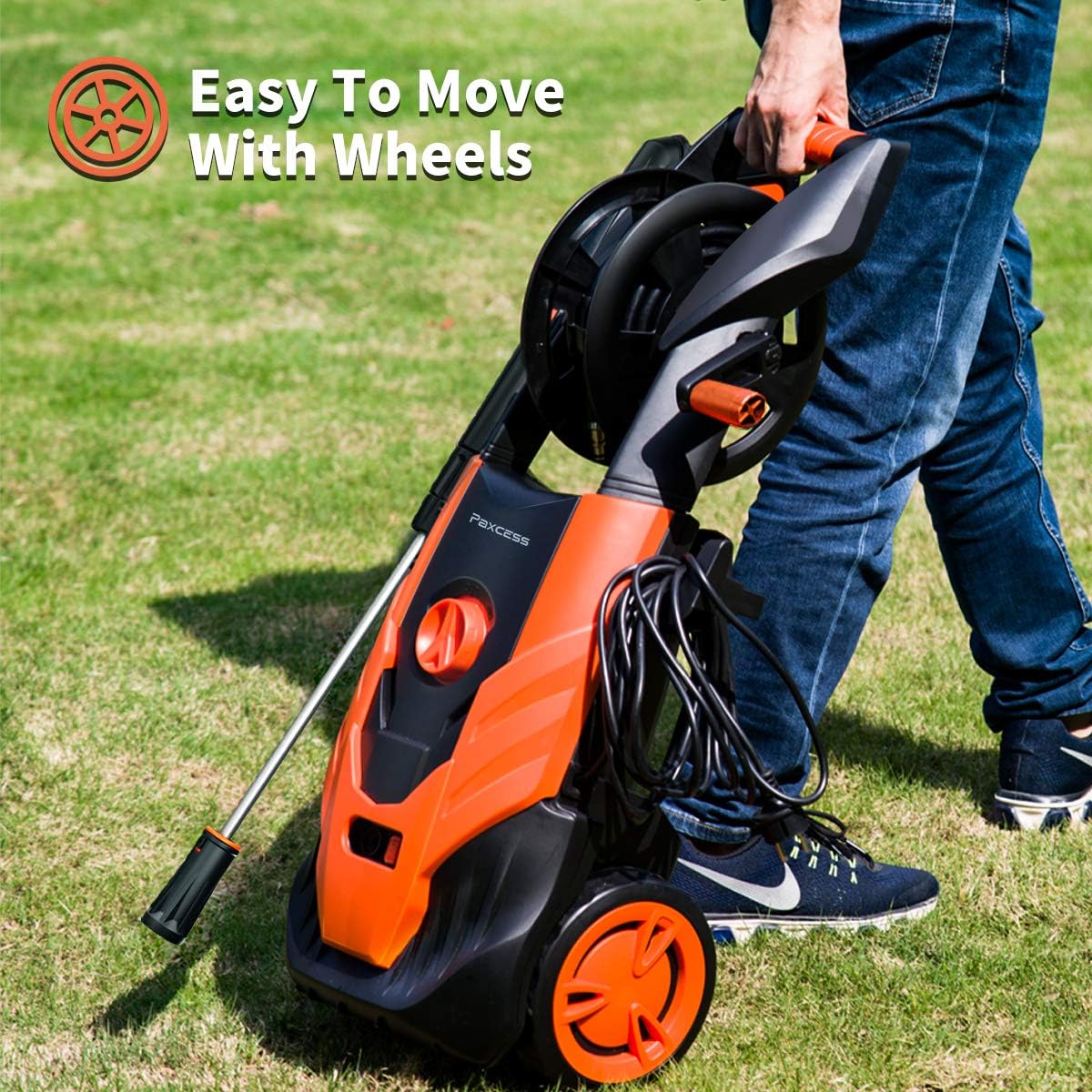 PAXCESS Power Washer, 2300 PSI 1.85 GPM Electric Power Pressure Washer with Spray Gun, Adjustable Nozzle, 26ft High Pressure Hose, Hose Reel (Power Wash Machine, Portable Pressure Cleaner, Car Washer) : Garden & Outdoor