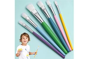 YGAOHF 6PCS Paint Brushes for Kids, Assorted Kids Paint Brushes Set, Washable Paintbrushes for Kids, Easy to Clean & Hold Small Toddler Paint Brush for Acrylic, Oil, Watercolor, Washable Paint