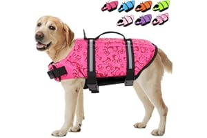 SUNFURA Ripstop Dog Life Jacket, Dog Flotation Life Vests for Swimming, Beach Boating Dog Life Preserver with High Buoyancy and Rescue Handle for Small Medium Large Dogs (Pink, M)