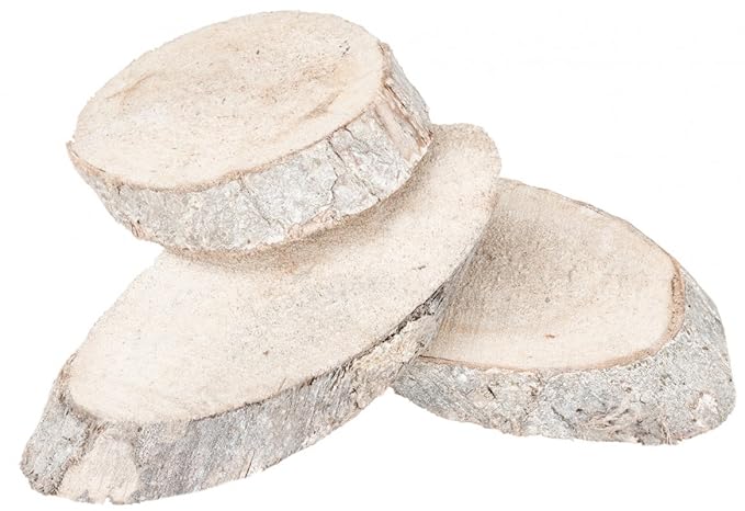 NaDeco Holzscheiben weiß oval 15-20cm 3 Stück | weiße Baumscheiben | weiße Holz Scheiben | weiße Holztstamm Scheiben | weiße 