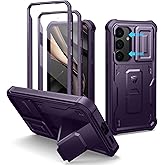 Dexnor for Samsung Galaxy S25 Case with Built-in Slide Camera Cover& Screen Protector&Kickstand,Heavy-Duty Shockproof Rugged Case Full-Body Bumper Protective Cover for Galaxy S25(2025),Phantom Purple